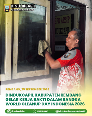 Dindukcapil Kabupaten Rembang Gelar Kerja Bakti dalam Rangka World Cleanup Day Indonesia 2026
